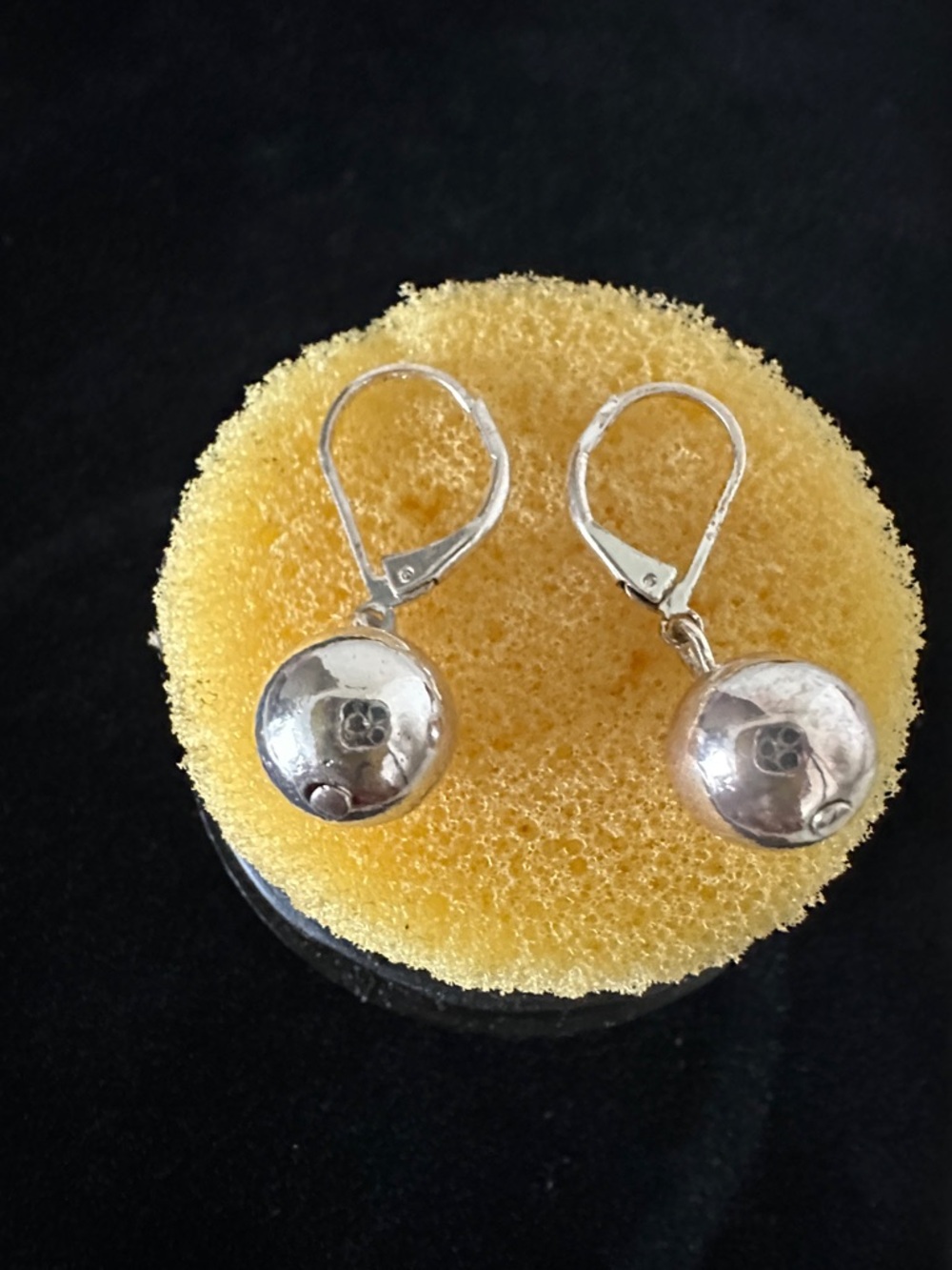Polished Sterling Silver Drop Ball Earrings in Silver